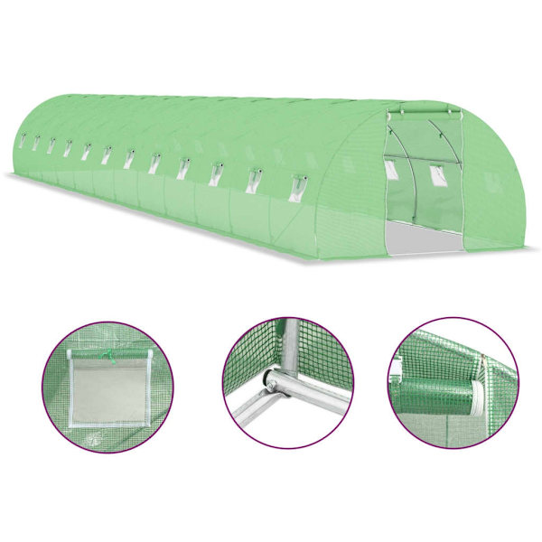 vidaXL Växthus 54 m² 18x3x2 m Grön