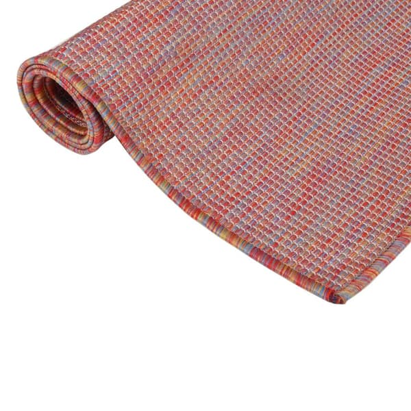 vidaXL Utomhusmatta plattvävd 80x250 cm röd Röd