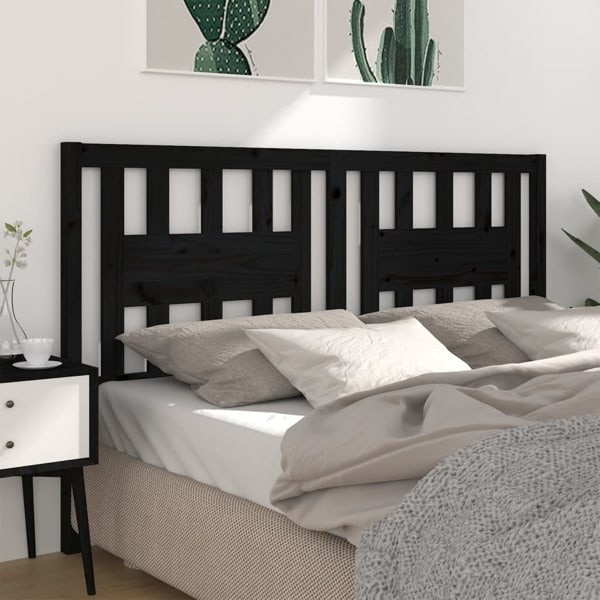 vidaXL Sänggavel svart 126x4x100 cm massiv furu Svart
