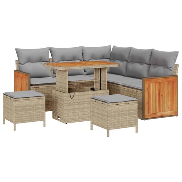 vidaXL Trädgårdsoffset 9 st 6-Antal sittplatser Beige och Ljusgrå Beige