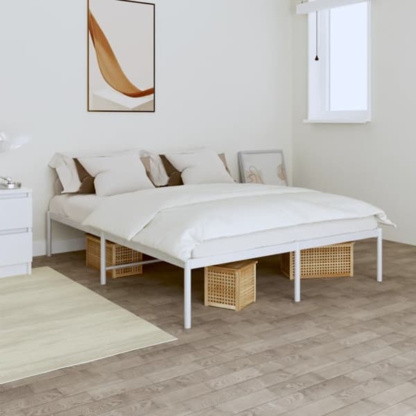 vidaXL Sängram metall vit 150x200 cm Vit
