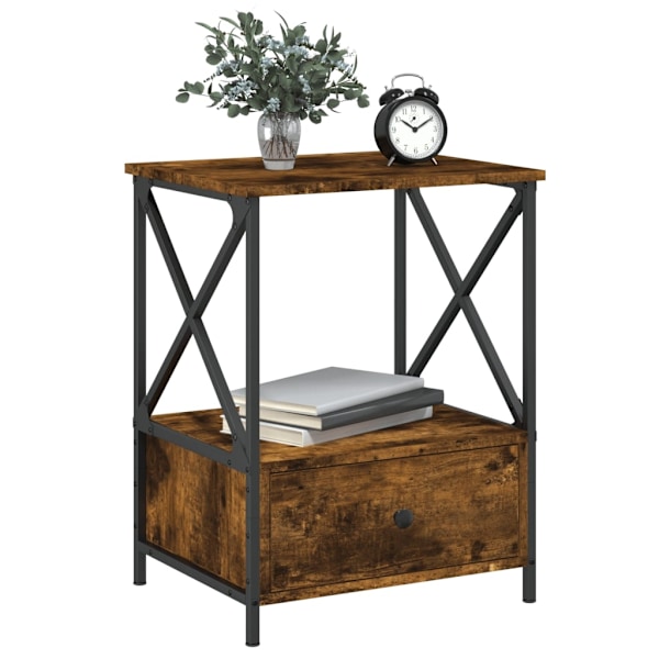 vidaXL Sängbord 2 st rökfärgad ek 50x41x65 cm konstruerat trä Brun