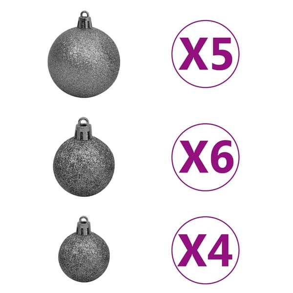 vidaXL Belyst plastgran med kulor guld 120 cm PET Guld