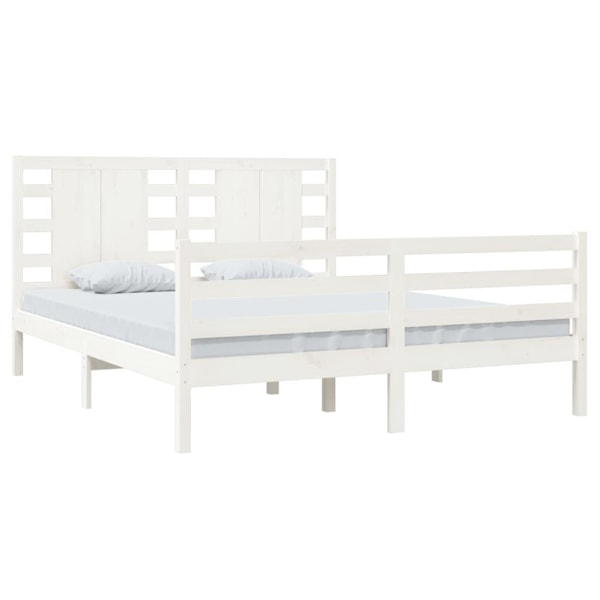 vidaXL Sängram vit massiv furu 160x200 cm Vit