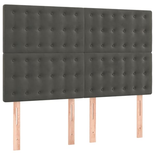vidaXL Ramsäng med madrass mörkgrå 140x190 cm sammet Grå