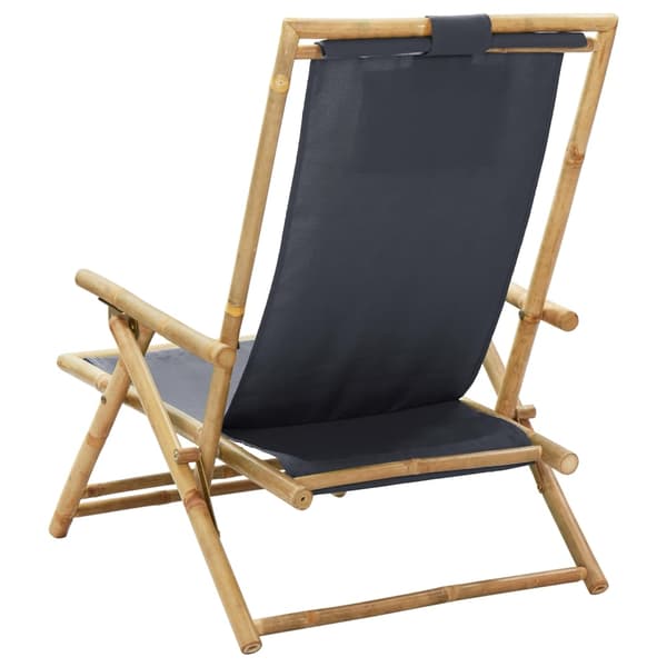 vidaXL Reclinerstol mörkgrå bambu och tyg grå