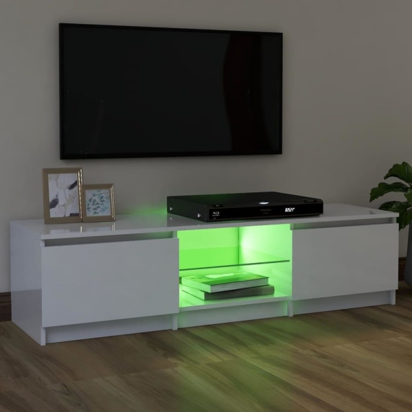 vidaXL TV-bänk med LED-belysning vit högglans 120x30x35,5 cm Vit