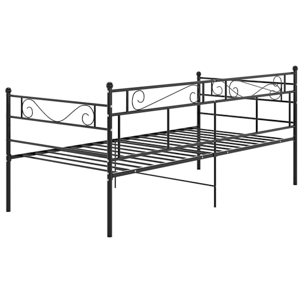 vidaXL Sängram bäddsoffa svart metall 90x200 cm Svart