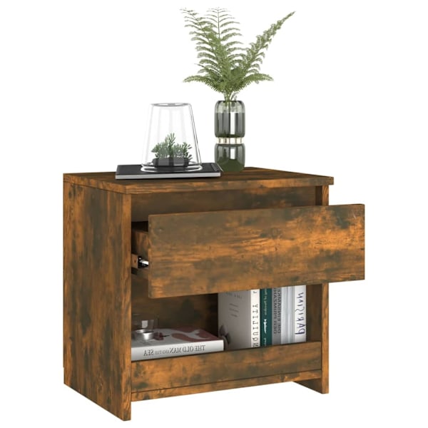 vidaXL Sängbord 2 st rökfärgad ek 40x30x39 cm konstruerat trä Brun