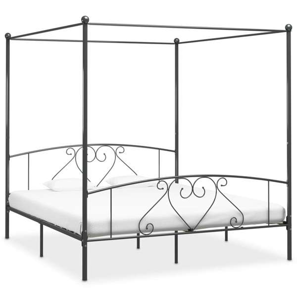 vidaXL Himmelsäng grå metall 200x200 cm grå