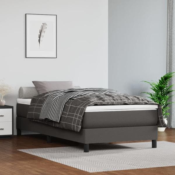vidaXL Ramsäng grå 90x190 cm konstläder Grå