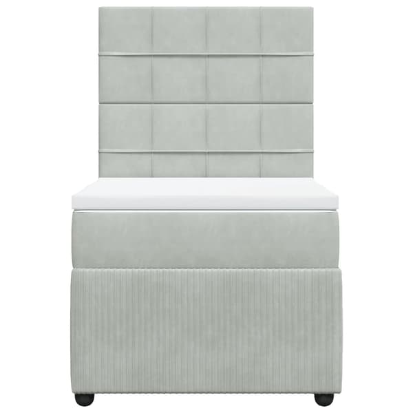 vidaXL Ramsäng med madrass ljusgrå 100x200 cm sammet Grå