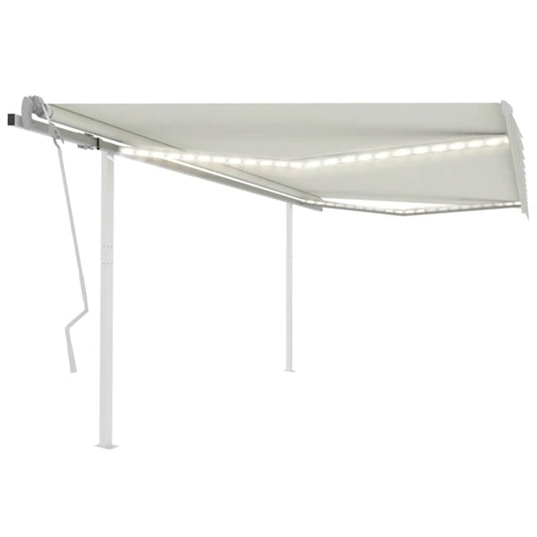 vidaXL Markis med LED manuellt infällbar 4x3 m gräddvit Creme