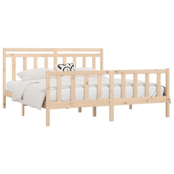 vidaXL Sängram massiv furu 200x200 cm Brun