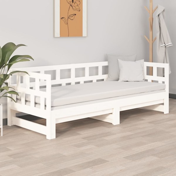 vidaXL Dagbädd utdragbar vit massiv furu 2x(90x200) cm Vit