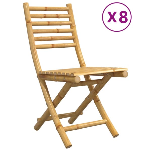 vidaXL Hopfällbara trädgårdsstolar 8 st 43x54x88 cm bambu Brun