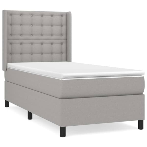 vidaXL Ramsäng med madrass ljusgrå 90x190 cm tyg Grå