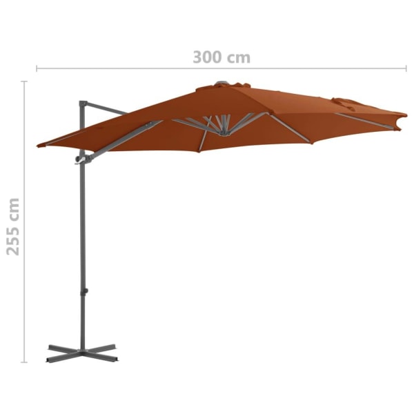 vidaXL Frihängande parasoll med stålstång terrakotta 300 cm Brun
