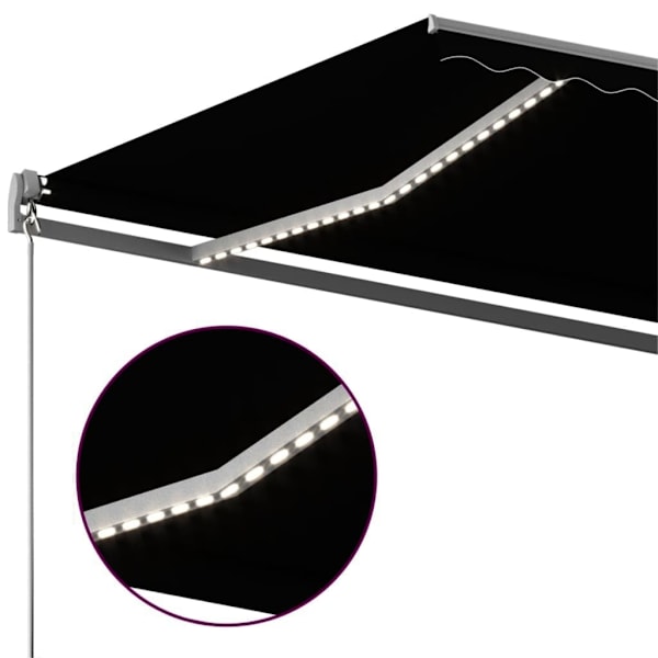 vidaXL Automatisk markis med vindsensor & LED 450x350 cm antracit Antracit