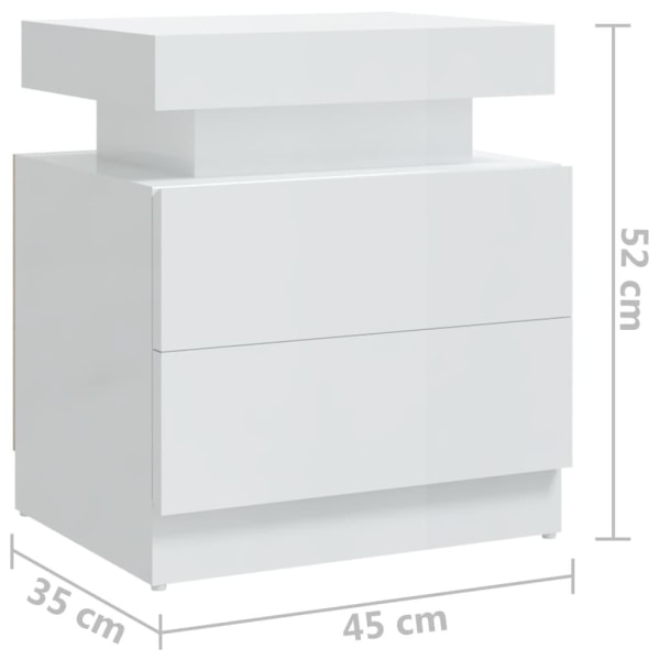 vidaXL Sängbord vit högglans 45x35x52 cm konstruerat trä Vit
