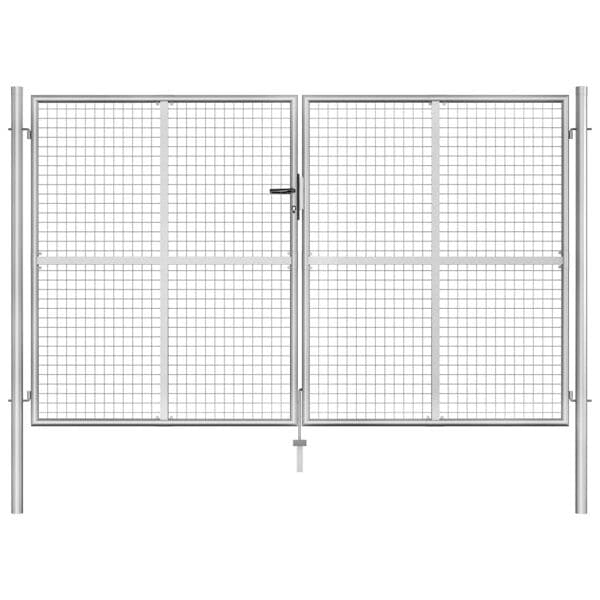 vidaXL Trädgårdsgrind galvaniserat stål 306x200 cm silver Silver