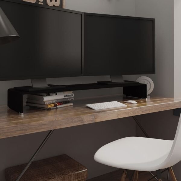 vidaXL TV-bord glas svart 110x30x13 cm Svart
