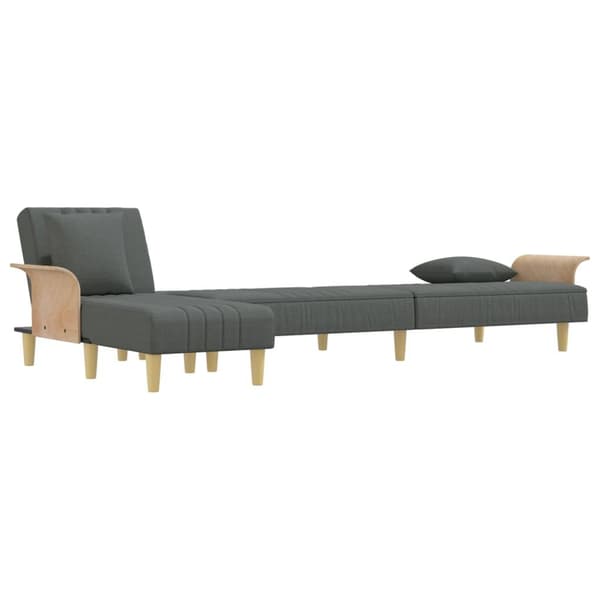 vidaXL L-formad bäddsoffa mörkgrå 279x140x70 cm tyg Grå