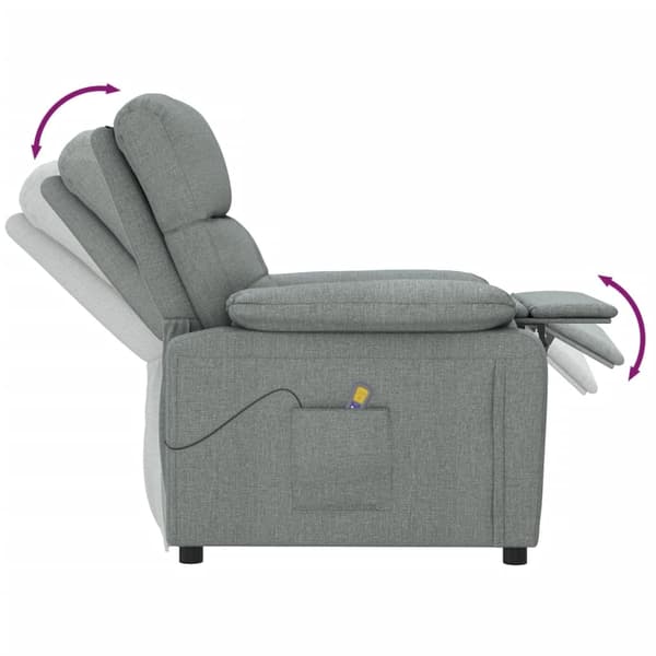 vidaXL Massagefåtölj mörkgrå tyg grå