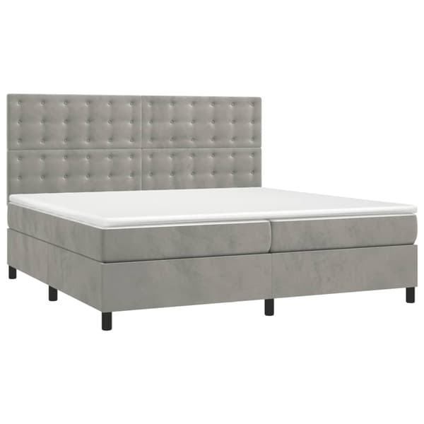 vidaXL Ramsäng med madrass ljusgrå 200x200 cm sammet Grå