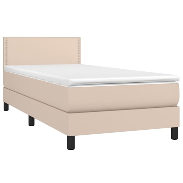 vidaXL Ramsäng med bäddmadrass cappuccino 90x190 cm konstläder Brun