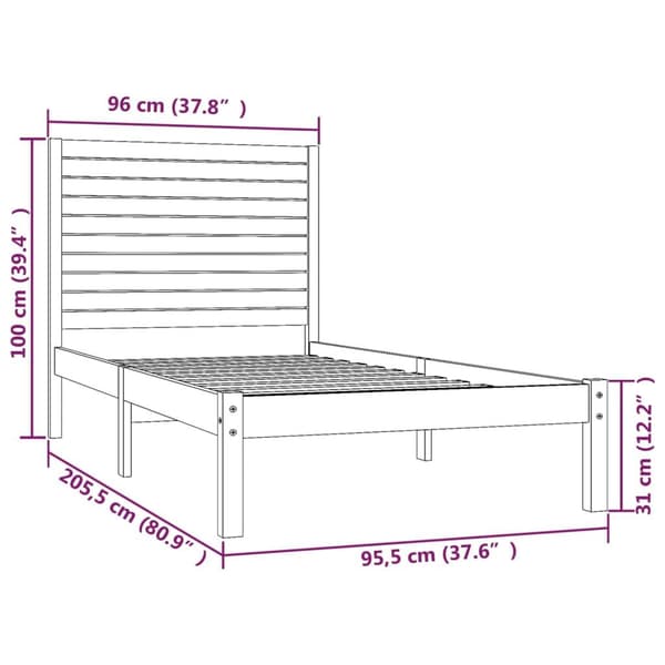 vidaXL Sängram vit massivt trä 90x200 cm Vit