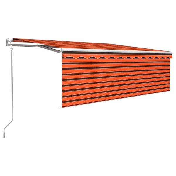 vidaXL Automatisk infällbar markis med rullgardin 4,5x3m orange/brun Orange
