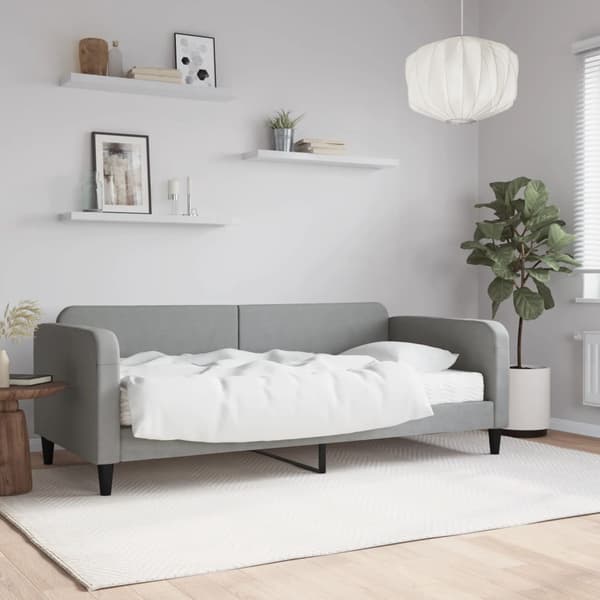 vidaXL Dagbädd med madrass ljusgrå 90x190 cm tyg Grå