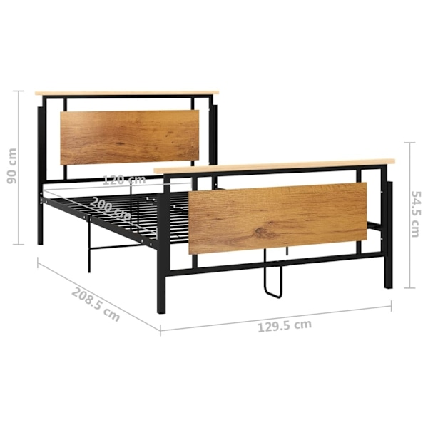 vidaXL Sängram metall 120x200 cm Svart