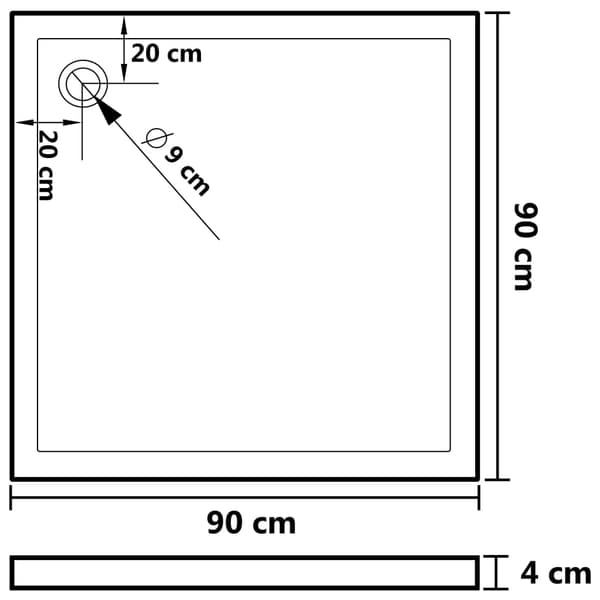 vidaXL Duschkar med prickar vit 90x90x4 cm ABS Vit