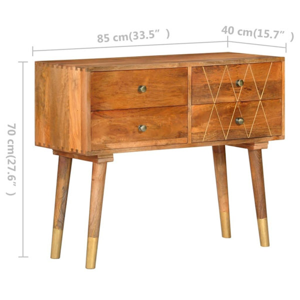vidaXL Skänk 85x40x70 cm massivt mangoträ Brun