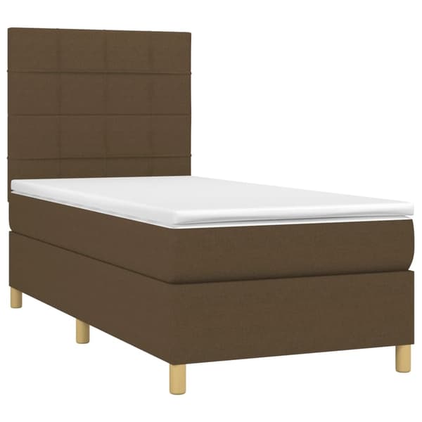 vidaXL Ramsäng med madrass mörkbrun 90x200 cm tyg Brun