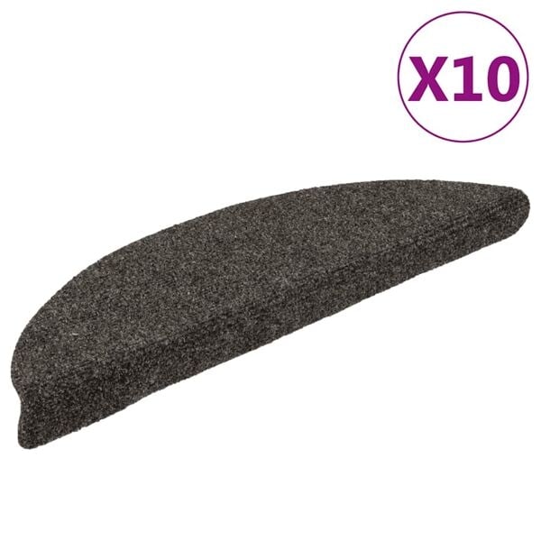 vidaXL Trappstegsmattor självhäftande 10 st antracit 56x17x3 cm brodyr Brun