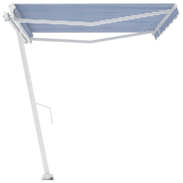 vidaXL Fristående markis manuellt infällbar 450x300 cm blå/vit Blå