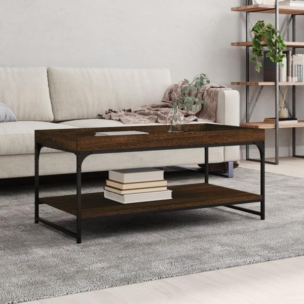 vidaXL Soffbord brun ek 100x49x45 cm konstruerat trä Brun