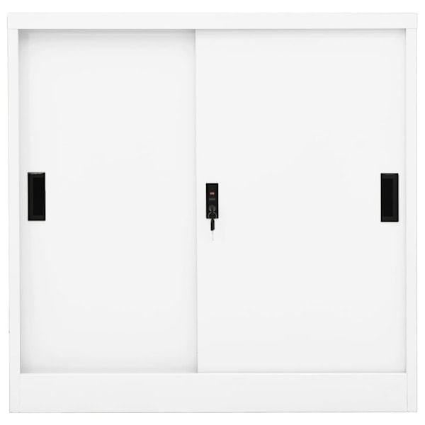 vidaXL Dokumentskåp med skjutdörr vit 90x40x90 cm stål Vit