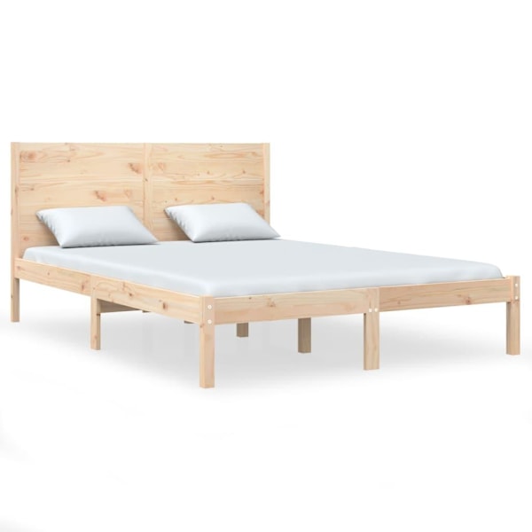 vidaXL Sängram massiv furu 140x190 cm Brun