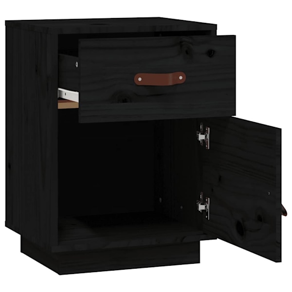 vidaXL Sängbord 2 st svart 40x34x55 cm massiv furu Svart