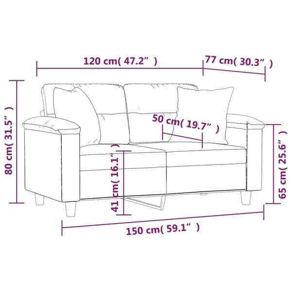 vidaXL 2-sits soffa med prydnadskuddar grå 120 cm konstläder Grå