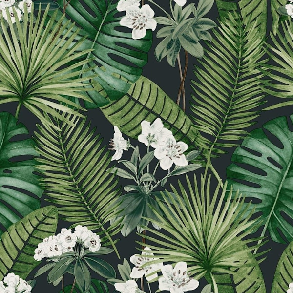 DUTCH WALLCOVERINGS Tapet Eden svart och mörkgrön multifärg