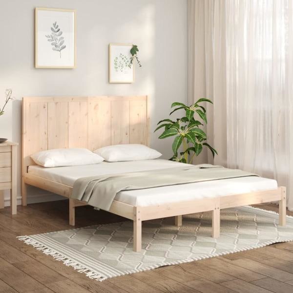 vidaXL Sängram massiv furu 160x200 cm Brun
