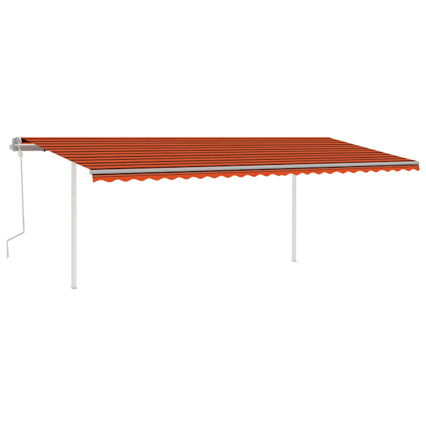 vidaXL Markis med stolpar manuellt infällbar 6x3,5 m orange och brun Flerfärgsdesign