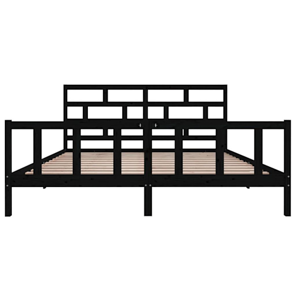 vidaXL Sängram svart massiv furu 200x200 cm Svart