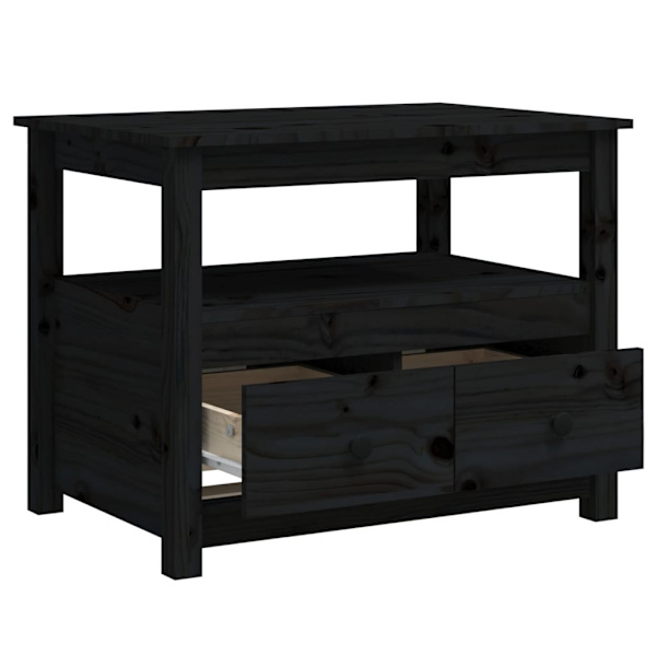 vidaXL Soffbord svart 71x49x55 cm massiv furu Svart