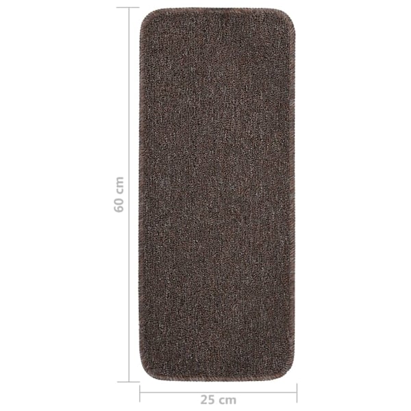 vidaXL Trappstegsmattor halkfri 15 st 60x25 cm brun rektangulär Brun